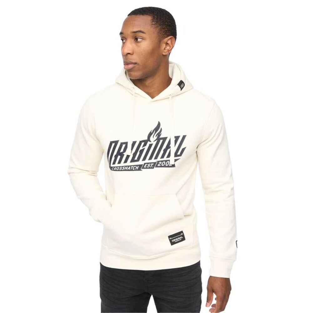 Crosshatch Mens Jampstead Hoodie / Light Stone